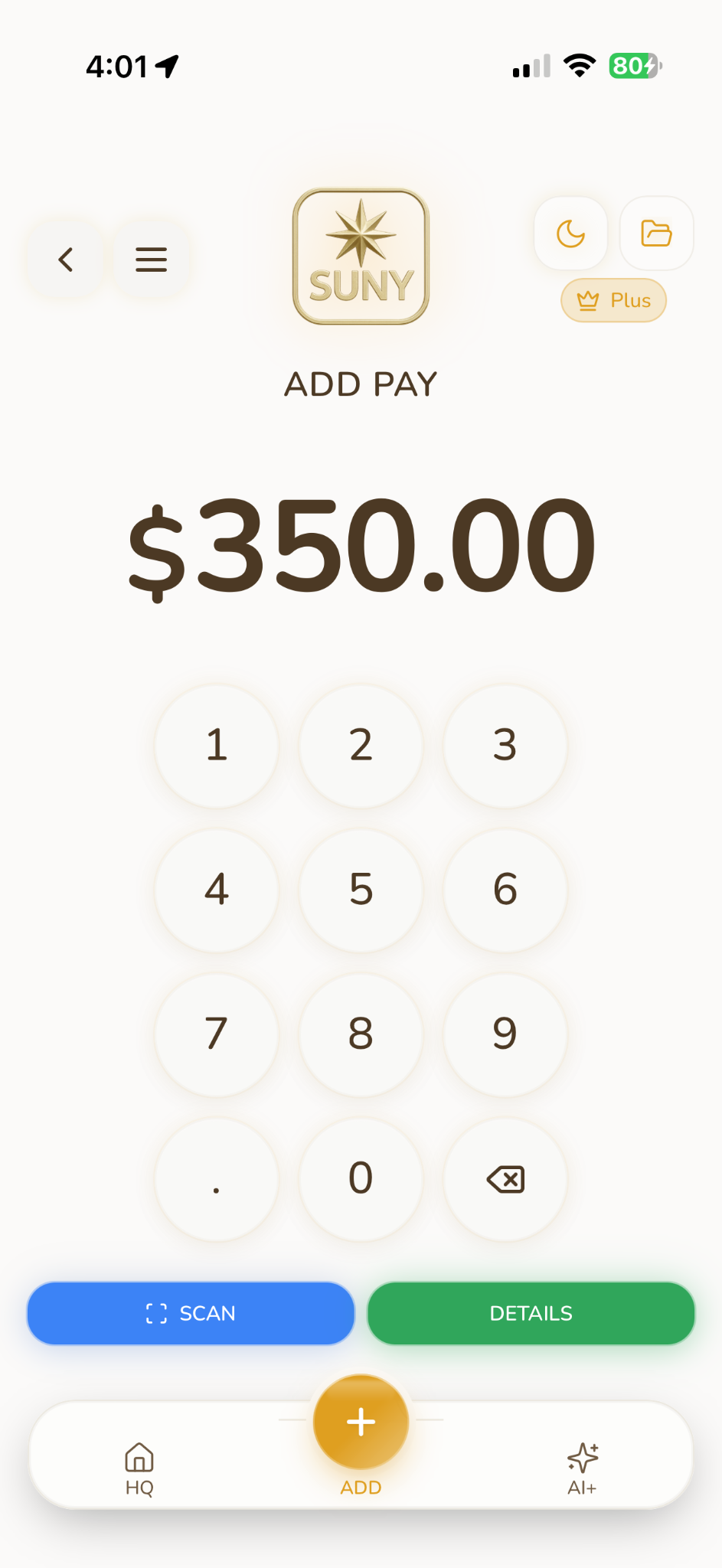 SUNY Add Pay screen for recording 1099 and W-2 income.